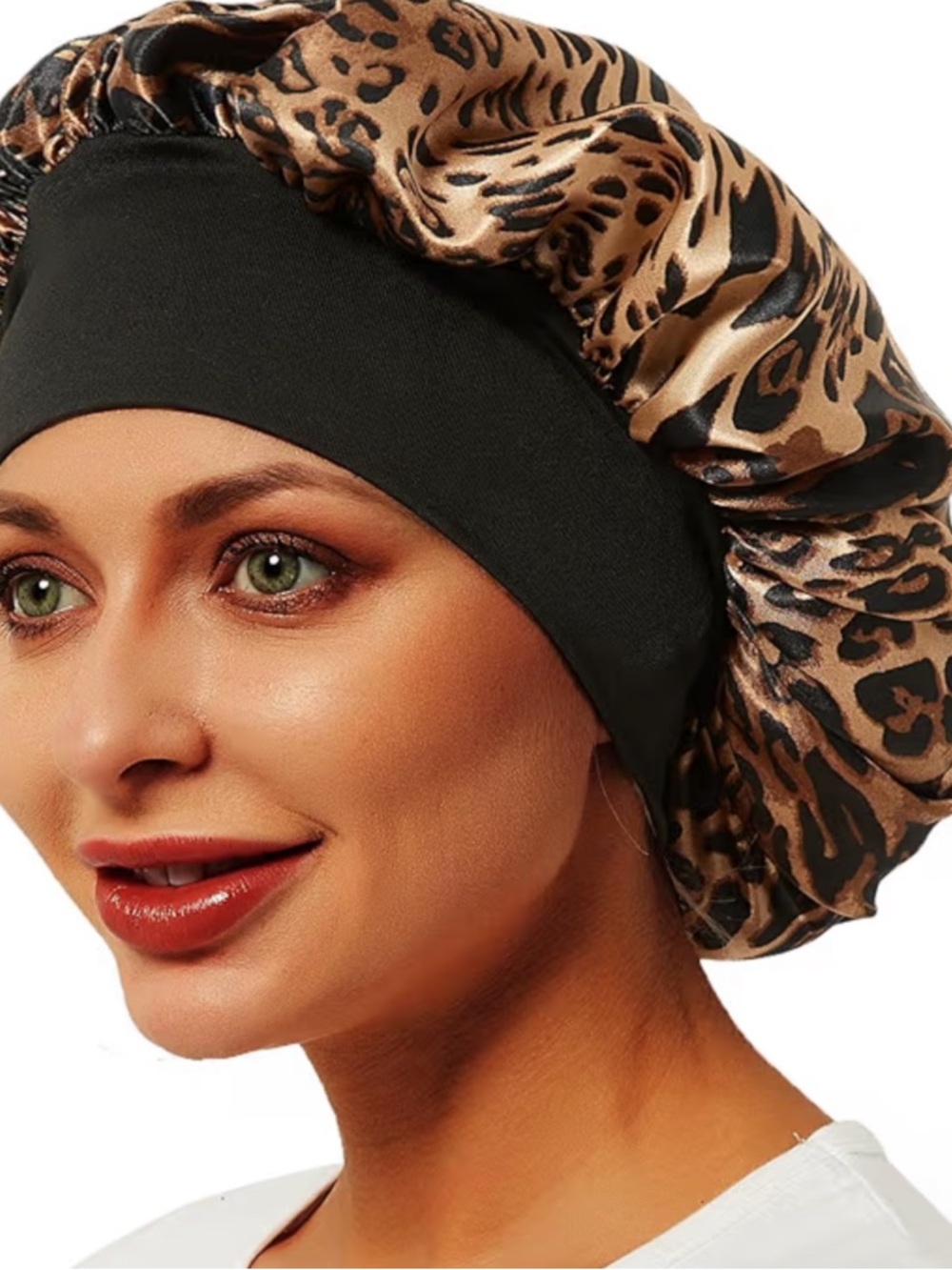 NWT No Label Animal Print Satin Silk Bonnet